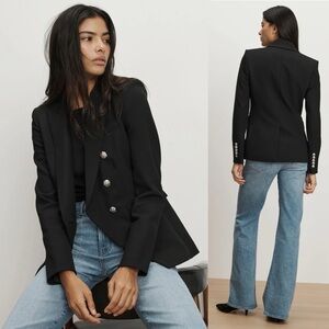 Veronica Beard Miller Dickey Jacket Black Silver Button Front